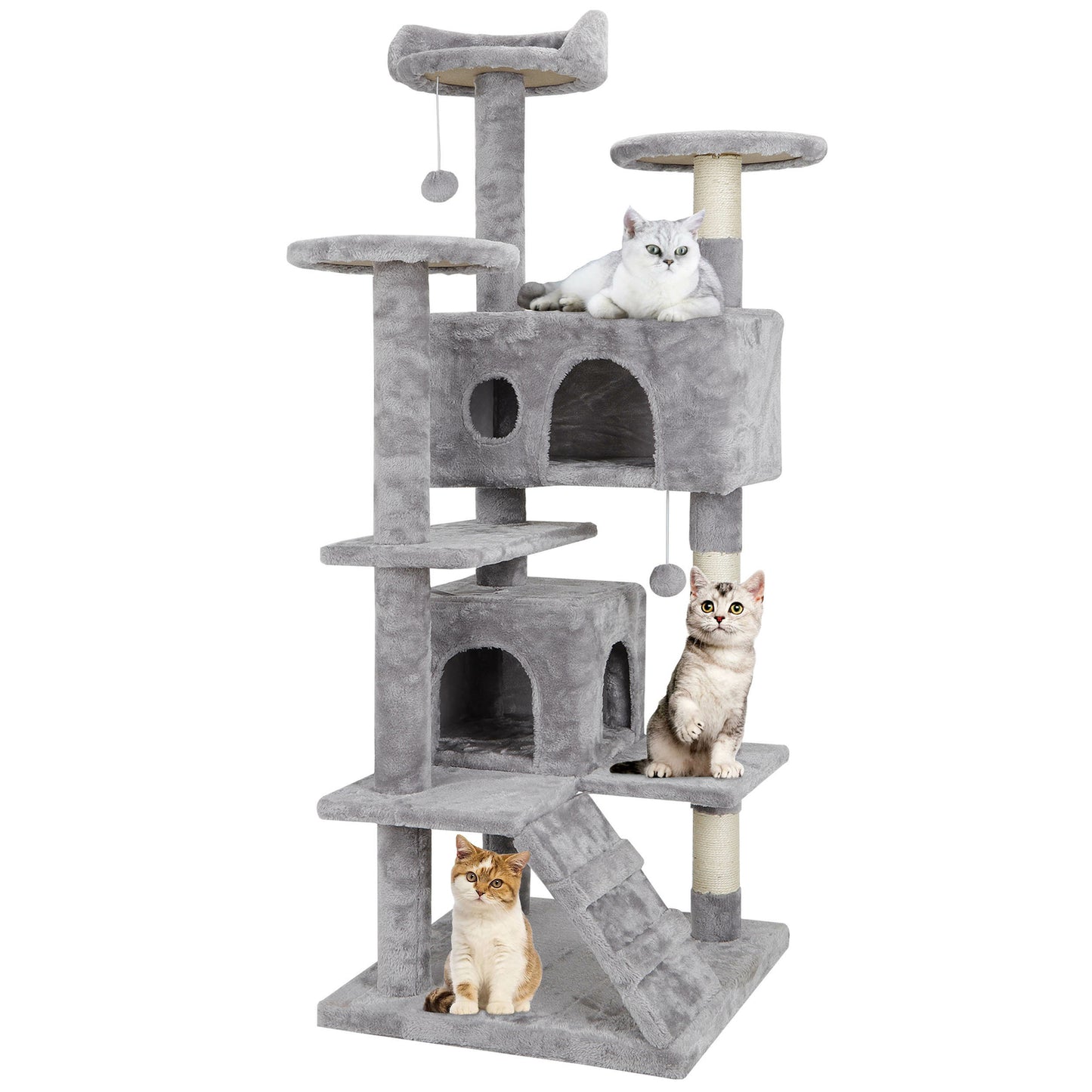 Activity Tower Pet Cat Tree 53" Kitty Furniture with Sisal-Covered Scratch Post