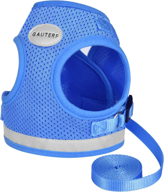 Cat Harnesses and Puppy Harness with Leashes Set, Escape Proof Cat Harness, Adjustable Reflective Soft Mesh Vest Fit Puppy Kitten Rabbit Ferrets'S Outdoor Harness